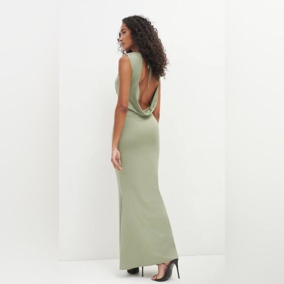 Reformation Seona Sage Artichoke Backless Maxi Dress Large NWT - Picture 7 of 10